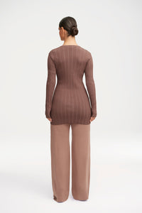 Julie Ribbed Button Down Cardigan Top Clothing Veiled 