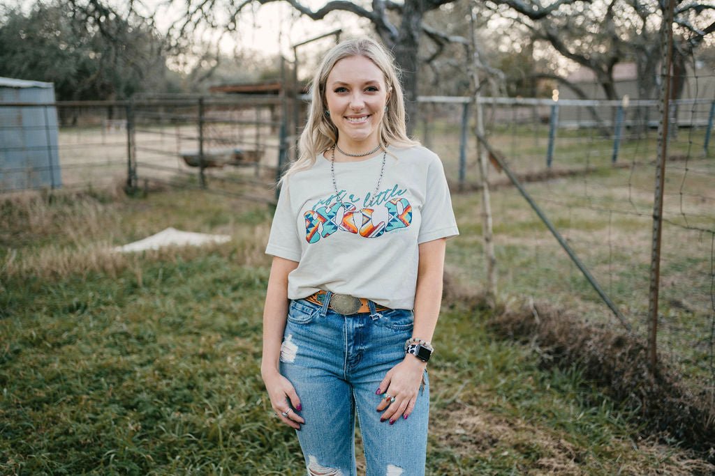 Wild Junkie Just a Little Wild Aztec Graphic T-shirt — lifestyle worn / used context