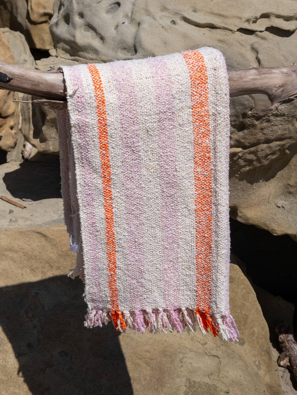 WONENA Sundream Just Peachy - Sustainable Recycled Throw Blanket — detail close-up