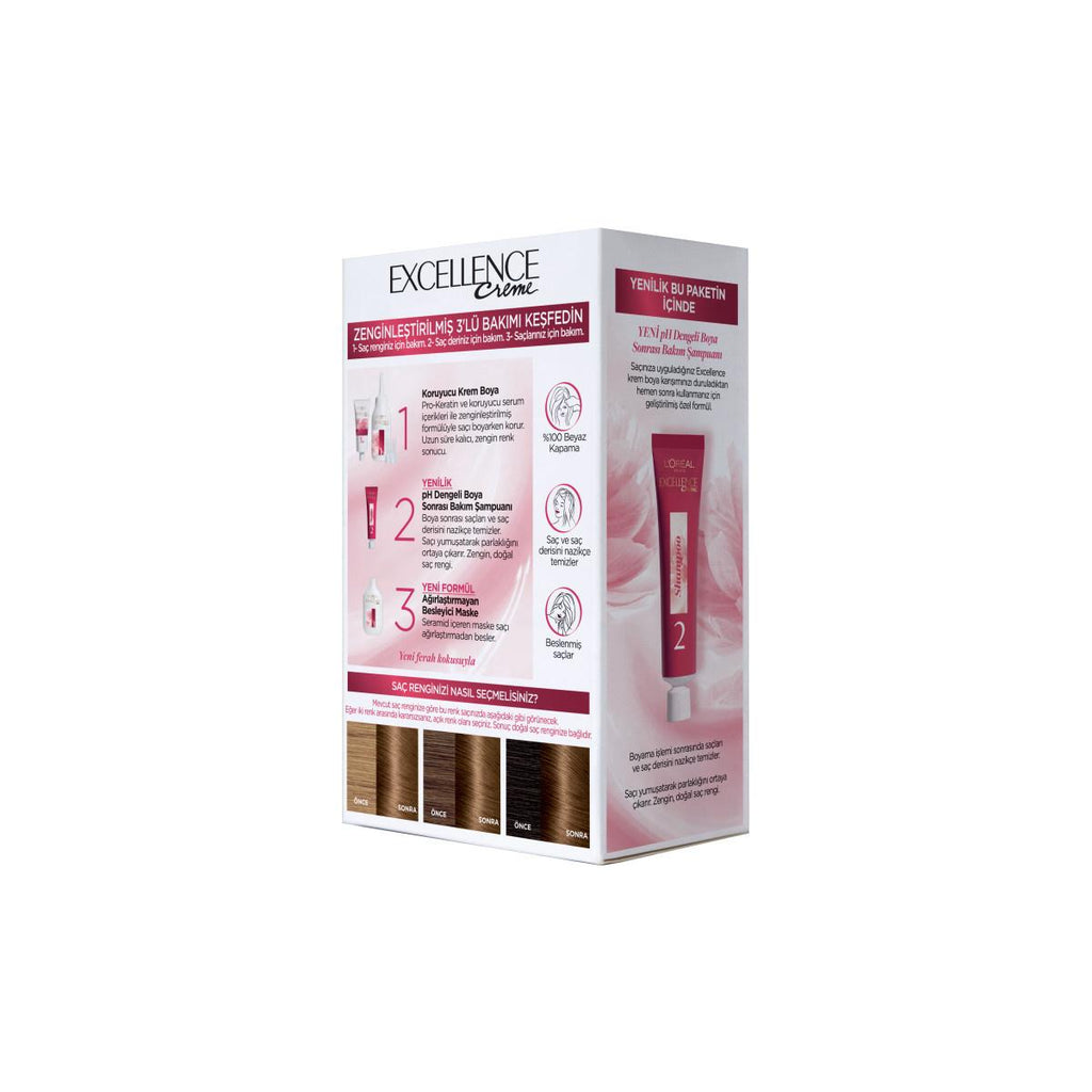 L'Oreal Paris Excellence Creme: Almond Brown Hair Dye - 100% Gray Coverage, Long-Lasting Color & 3-Step Care for Healthy Hair