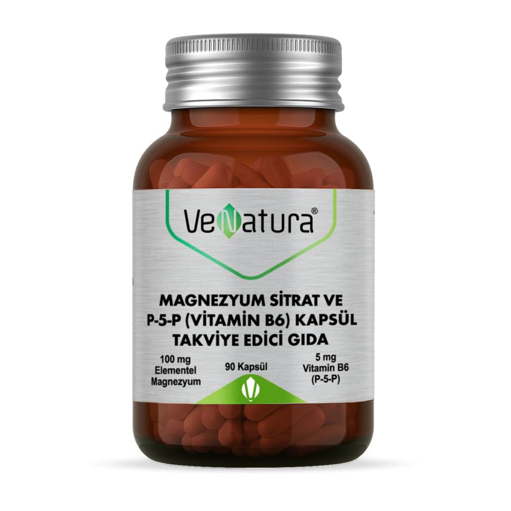 VeNatura Magnesium Citrate & Vitamin B6 Supplement - 90 Capsules for Muscle & Nerve Support
