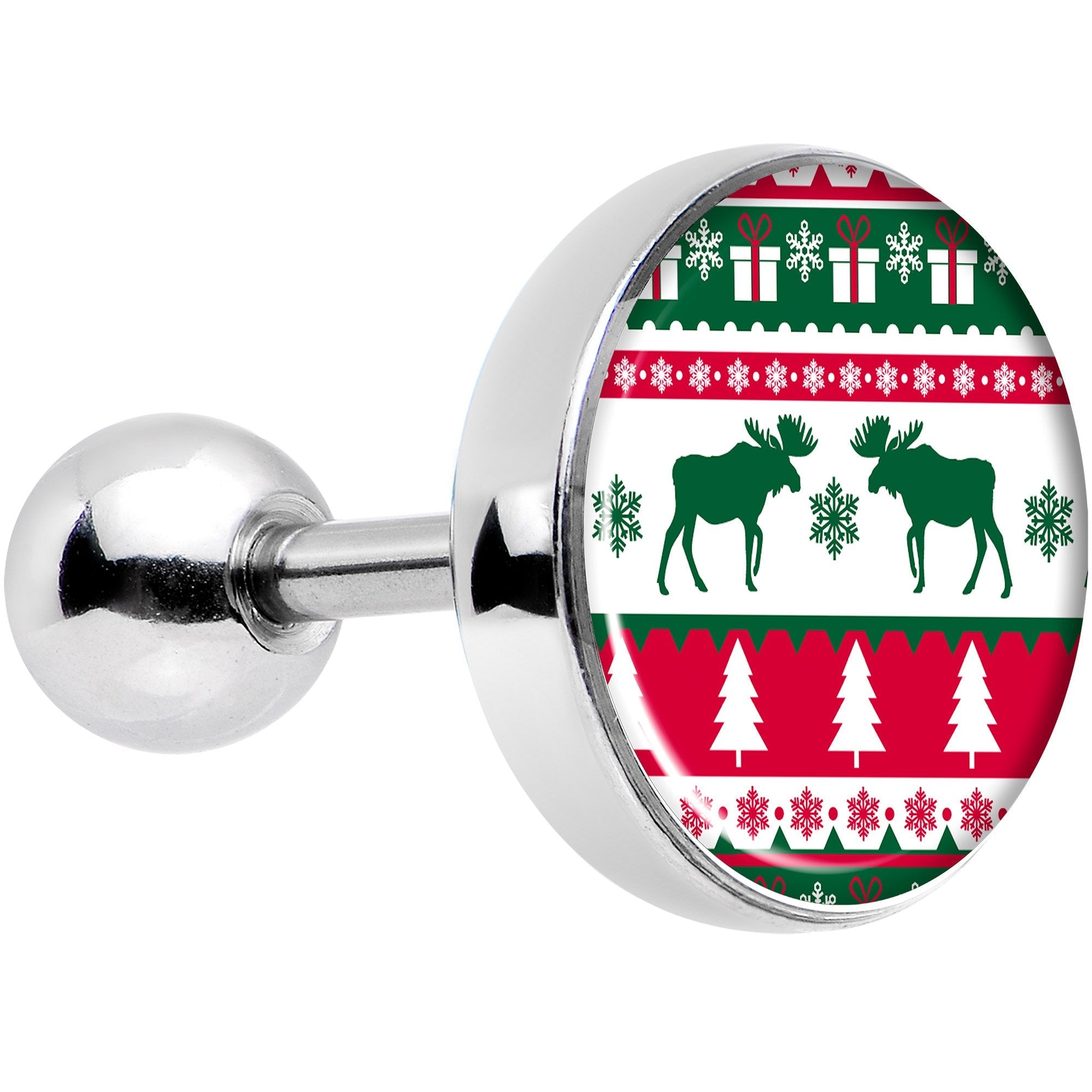 BodyCandy 16G 1/4 Ugly Christmas Sweater Tragus Cartilage Earring — main product shot