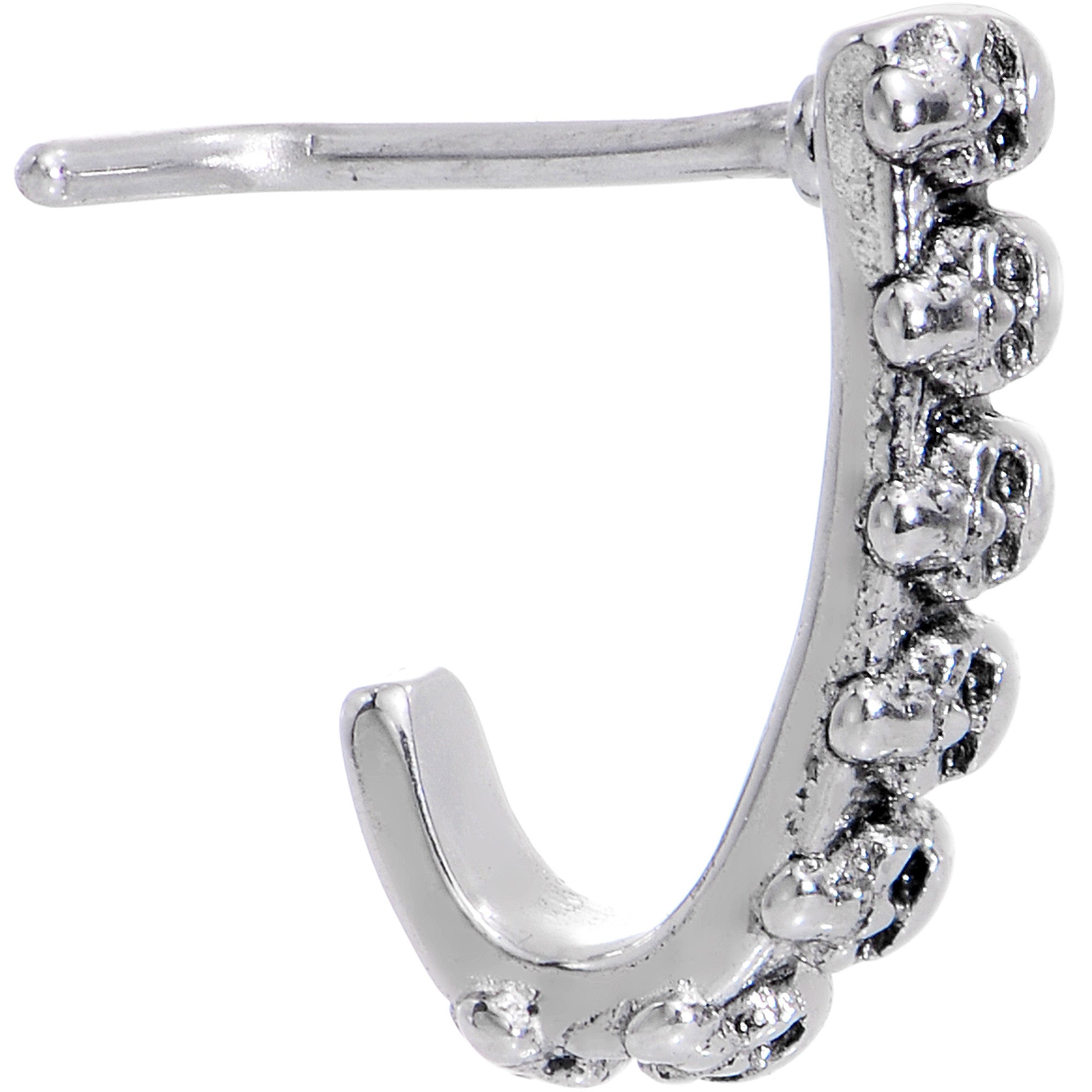 BodyCandy 20G Halloween Scary Skulls Faux Hoop L Shaped Nose Ring — detail close-up