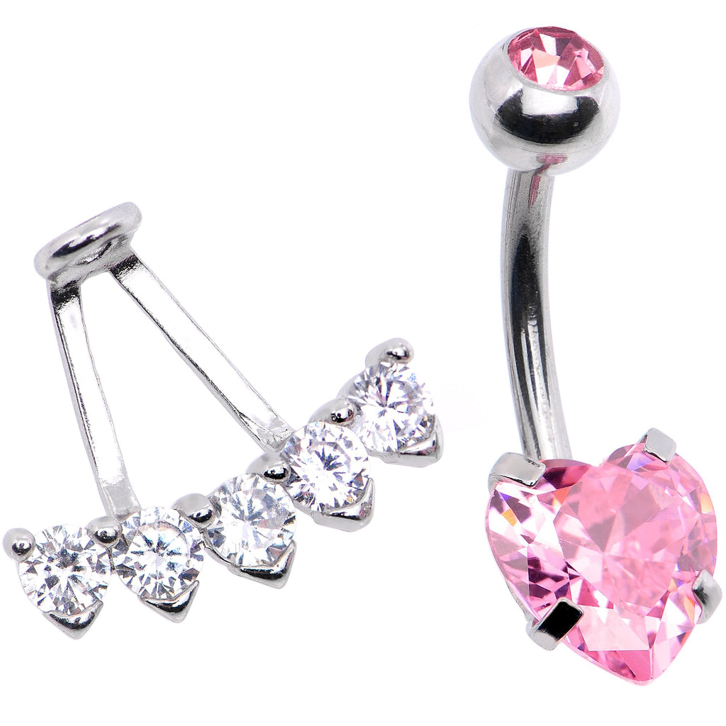 BodyCandy Pink CZ Gem Sweet Heart Sweep Dangle Belly Ring — lifestyle context