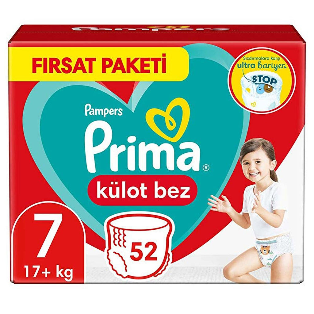 Prima Pampers Disposable Diapers Pants Size 7, 52 Count - Leak Proof, Easy Change, Comfort Fit