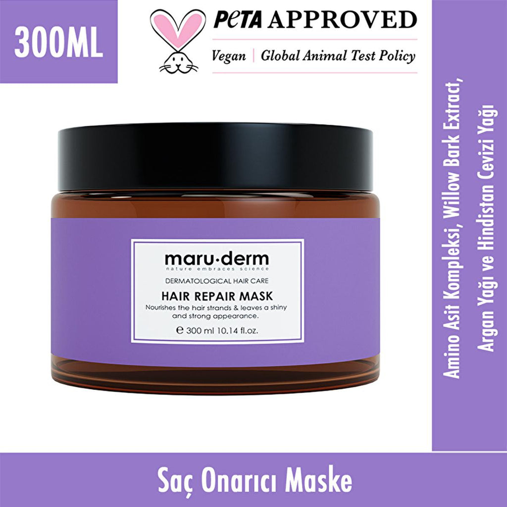 Maruderm Hair Repair Mask: Deeply Moisturizing Argan & Coconut Oil Treatment for Dry, Damaged Hair - Strengthen & Shine