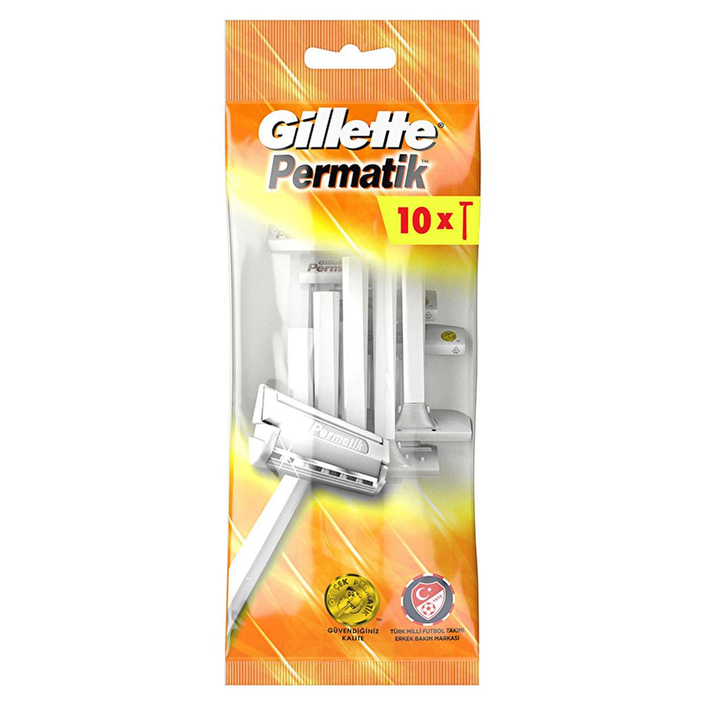 Gillette Permatik Disposable Razor Blades - Single-Blade, Hygienic Shaving Solution for Men and Women, Pack of 10