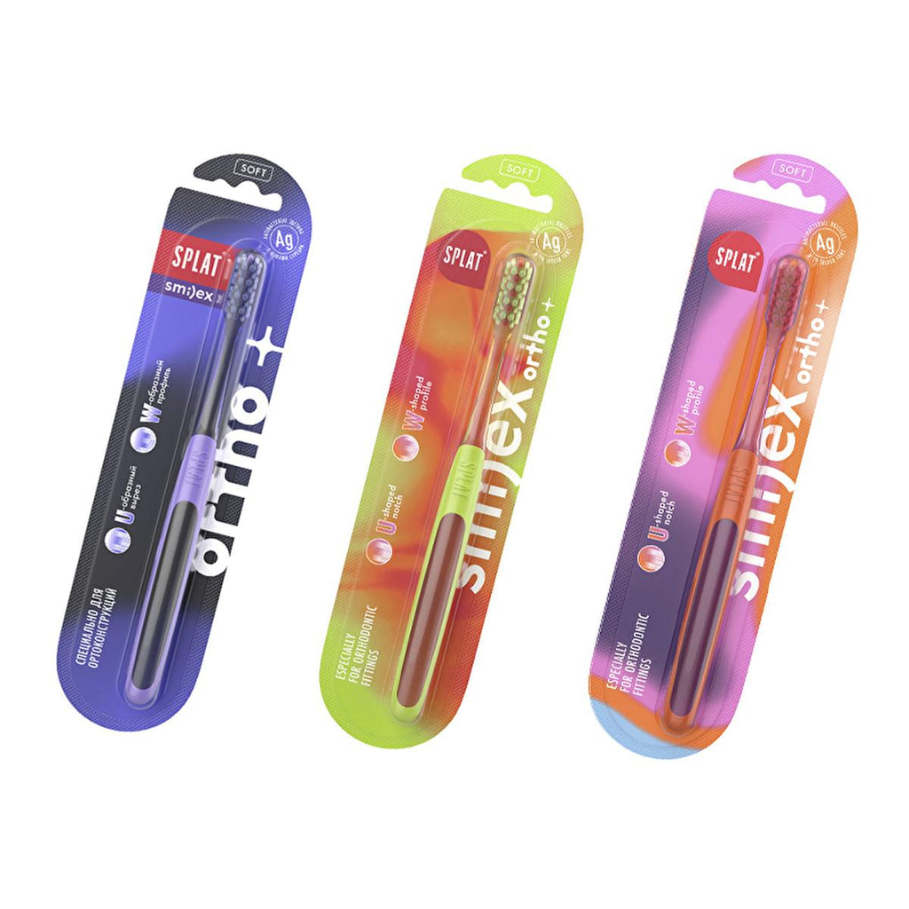 Splat Smilex Ortho+ Soft Bristle Orthodontic Toothbrush for Braces Care