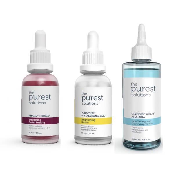 The Purest Solutions Skincare Set - Exfoliating, Brightening, and Toning for Uneven Skin Tone and Texture