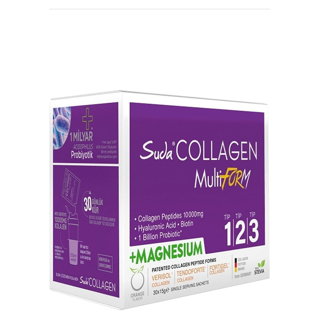 Suda Collagen Supplement with Hyaluronic Acid, Magnesium & Probiotics - 30 Sachets