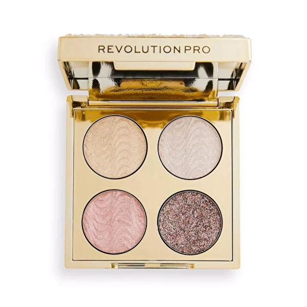Revolution Pro Champagne Crystal Eyeshadow Palette: Compact, Shimmery, Neutral Makeup Palette for Travel & Luxury Eye Looks