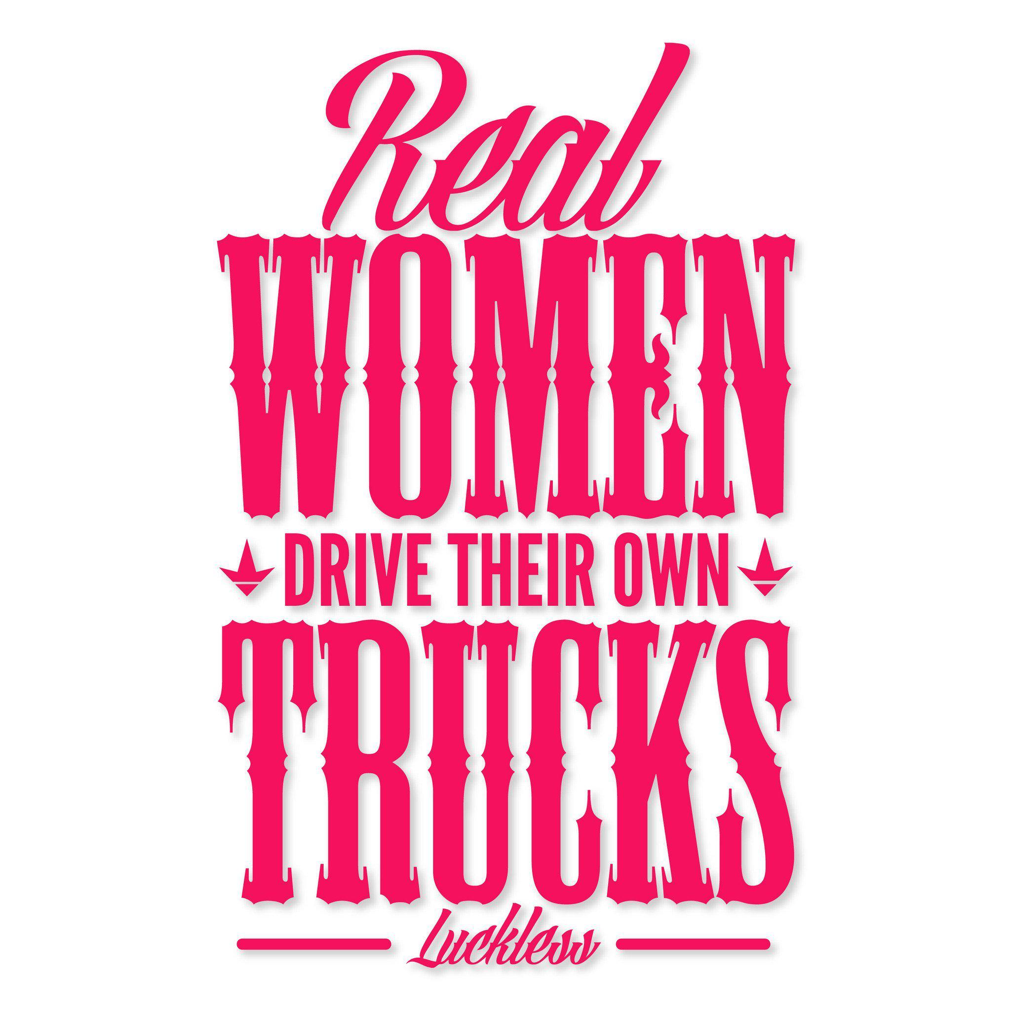 Luckless Outfitters Real Women Drive Their Own Trucks Pink Decal — main product shot
