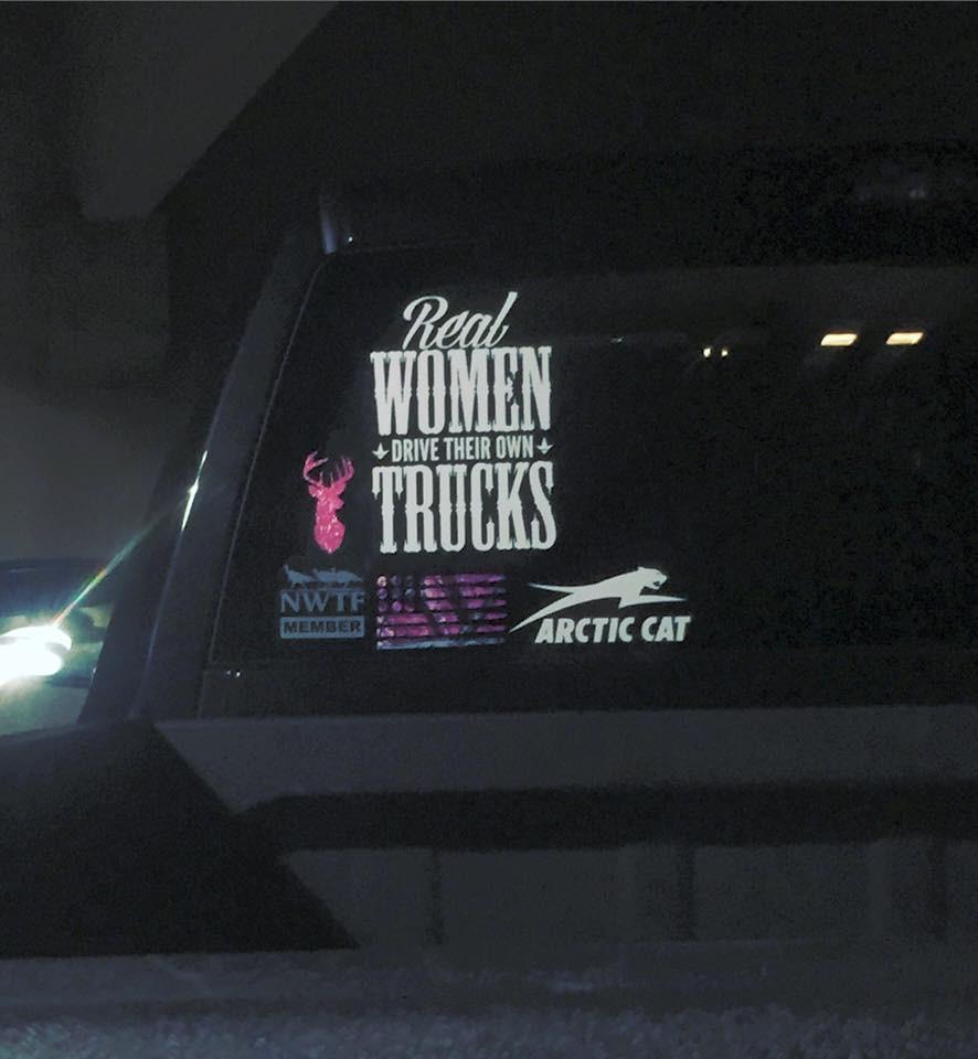 Luckless Outfitters Real Women Drive Their Own Trucks White Decal — lifestyle context