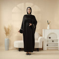 Mariam's Collection Kaftan Batwing Sleeve Luxury Satin Diamond Abaya 2-Piece Set (MA121) — construction detail