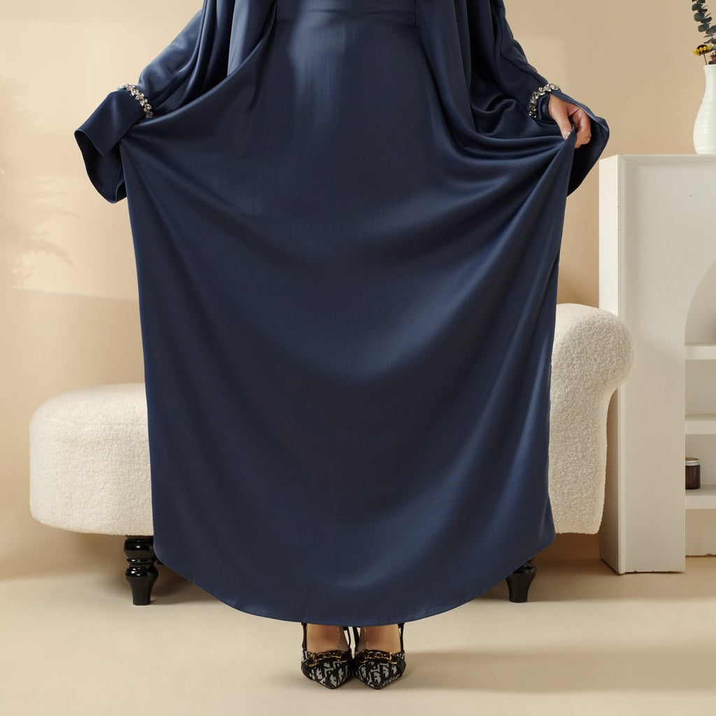 Mariam's Collection Kaftan Batwing Sleeve Luxury Satin Diamond Abaya 2-Piece Set (MA121) — main product shot