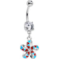 BodyCandy Clear Gem Blue Red Swirl Pinwheel Dangle Belly Ring — main product shot