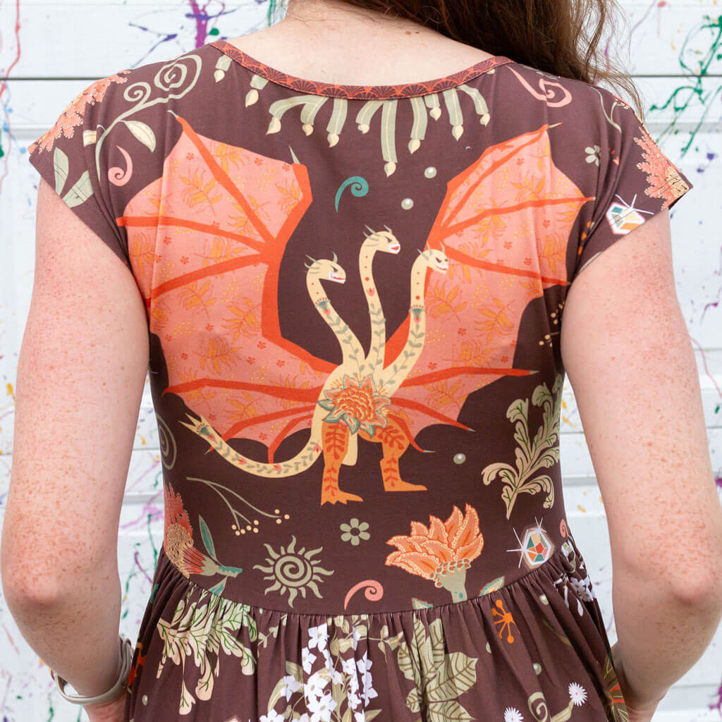 Princess Awesome & Boy Wonder Adult "Beast Mode" Kaiju Monsters Cap Sleeve Maxi Dress With Pockets — side view