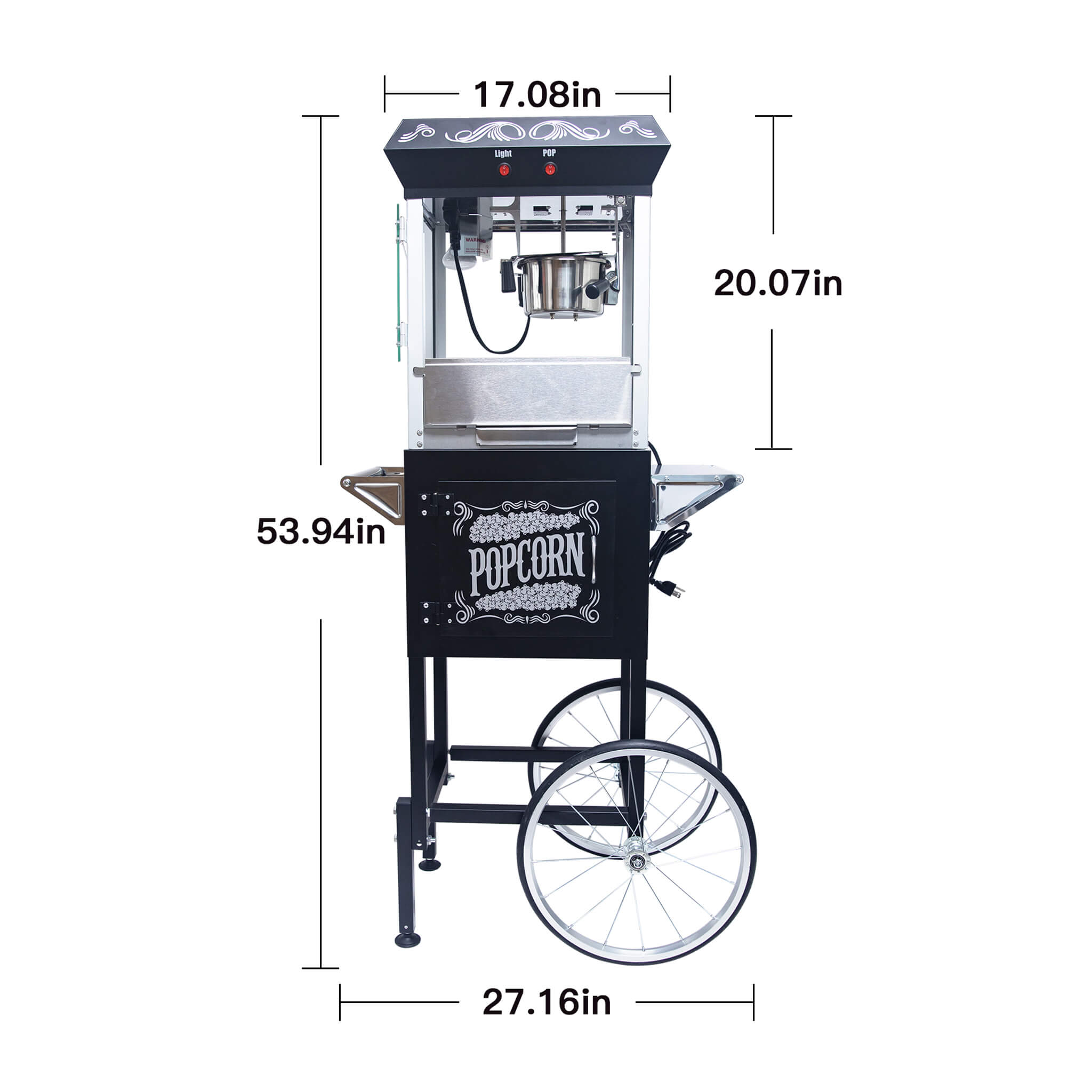 Kaitu 8OZ Stainless Steel Popcorn Machine With Cart, Heated Warming Deck And Old Maids Drawer, Black (SAK67426) – SAKSBY WHOL