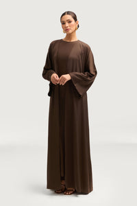 Kamila Open Abaya - Espresso Abayas Veiled 