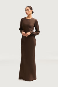 Kamila Satin Maxi Dress - Espresso Dresses Veiled 