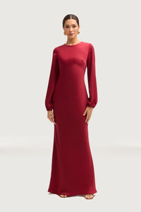 Kamila Satin Maxi Dress - Maroon Dresses Veiled 