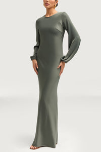 Kamila Satin Maxi Dress - Sage Dresses Veiled 