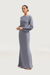 Kamila Satin Maxi Dress - Winter Blue Dresses Veiled 