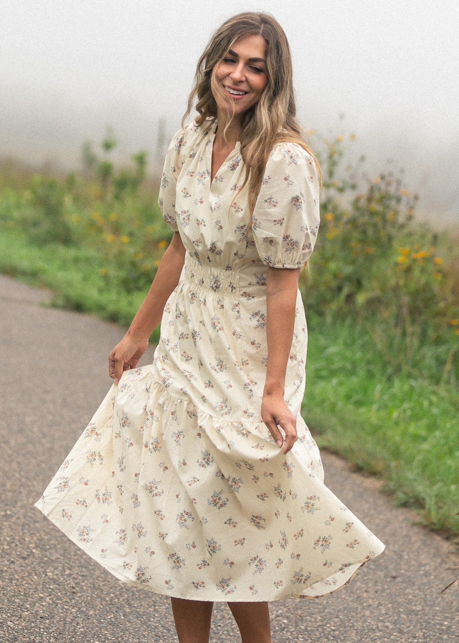 Inherit Co. Katrina Half Sleeve Floral Midi Dress — main product shot