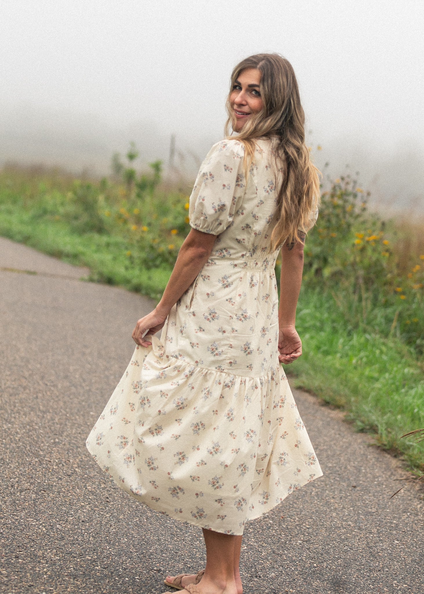 Inherit Co. Katrina Half Sleeve Floral Midi Dress — feature highlight