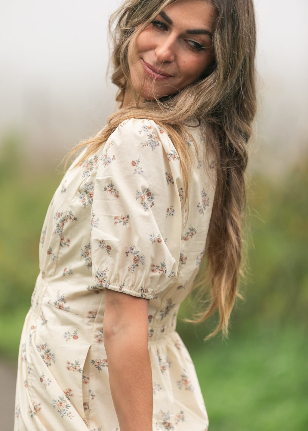 Inherit Co. Katrina Half Sleeve Floral Midi Dress — comparison shot