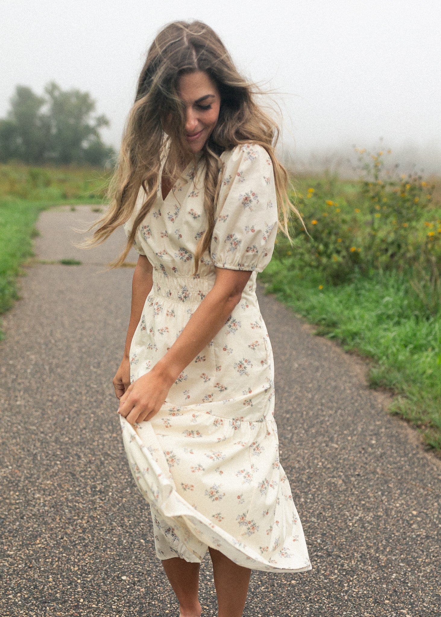Inherit Co. Katrina Half Sleeve Floral Midi Dress — size reference