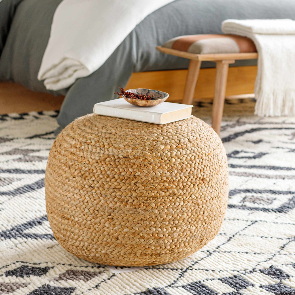 Kaumakani Knitted Jute Round Pouf – Boutique Rugs, view 2