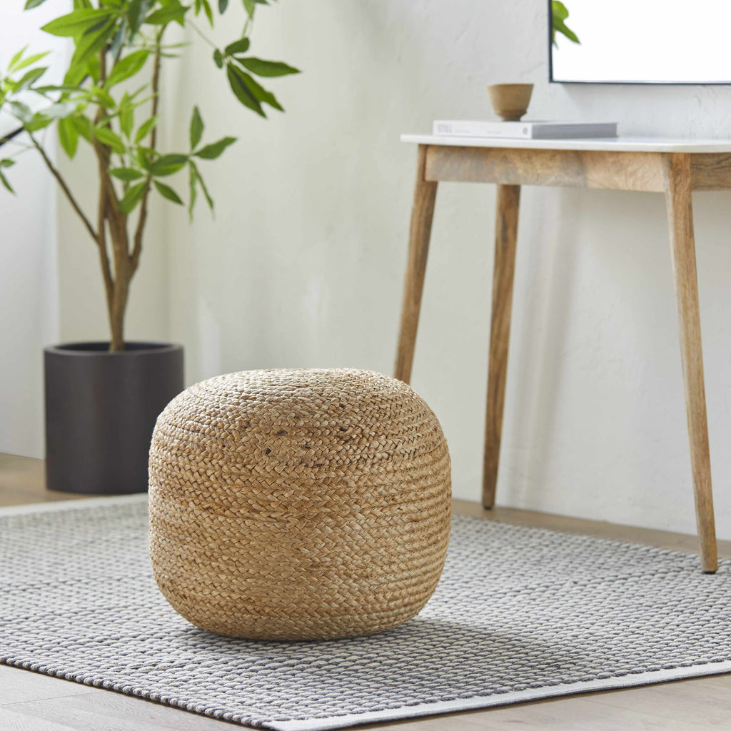 Kaumakani Knitted Jute Round Pouf – Boutique Rugs, view 3