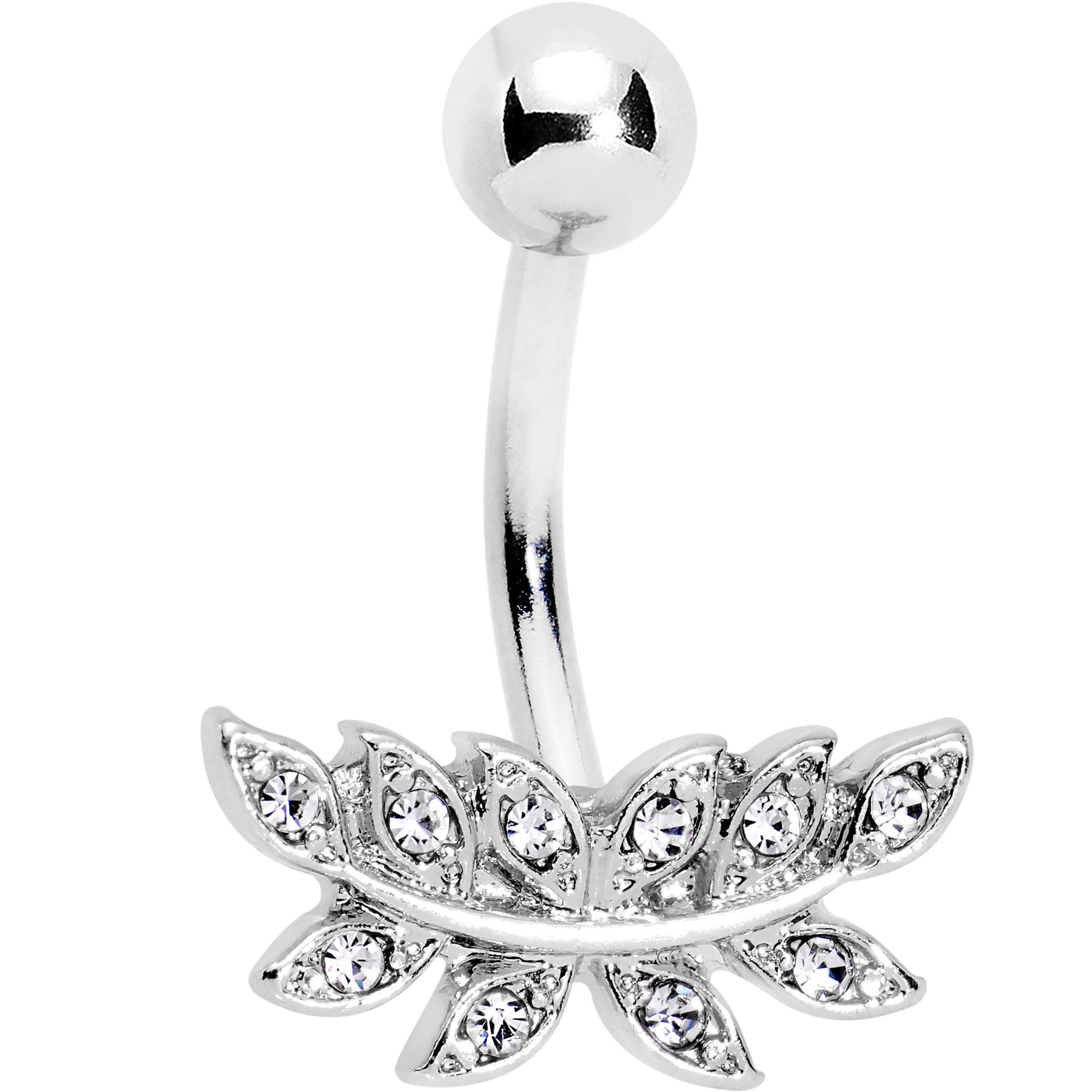 BodyCandy Clear Gem Sprouting Ivy Leaf Belly Ring — main product shot