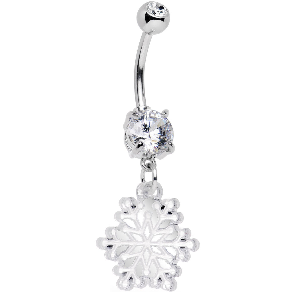 BodyCandy Clear Gem Winter Snowflake Dangle Belly Ring — main product shot