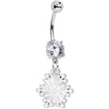 BodyCandy Clear Gem Winter Snowflake Dangle Belly Ring — main product shot