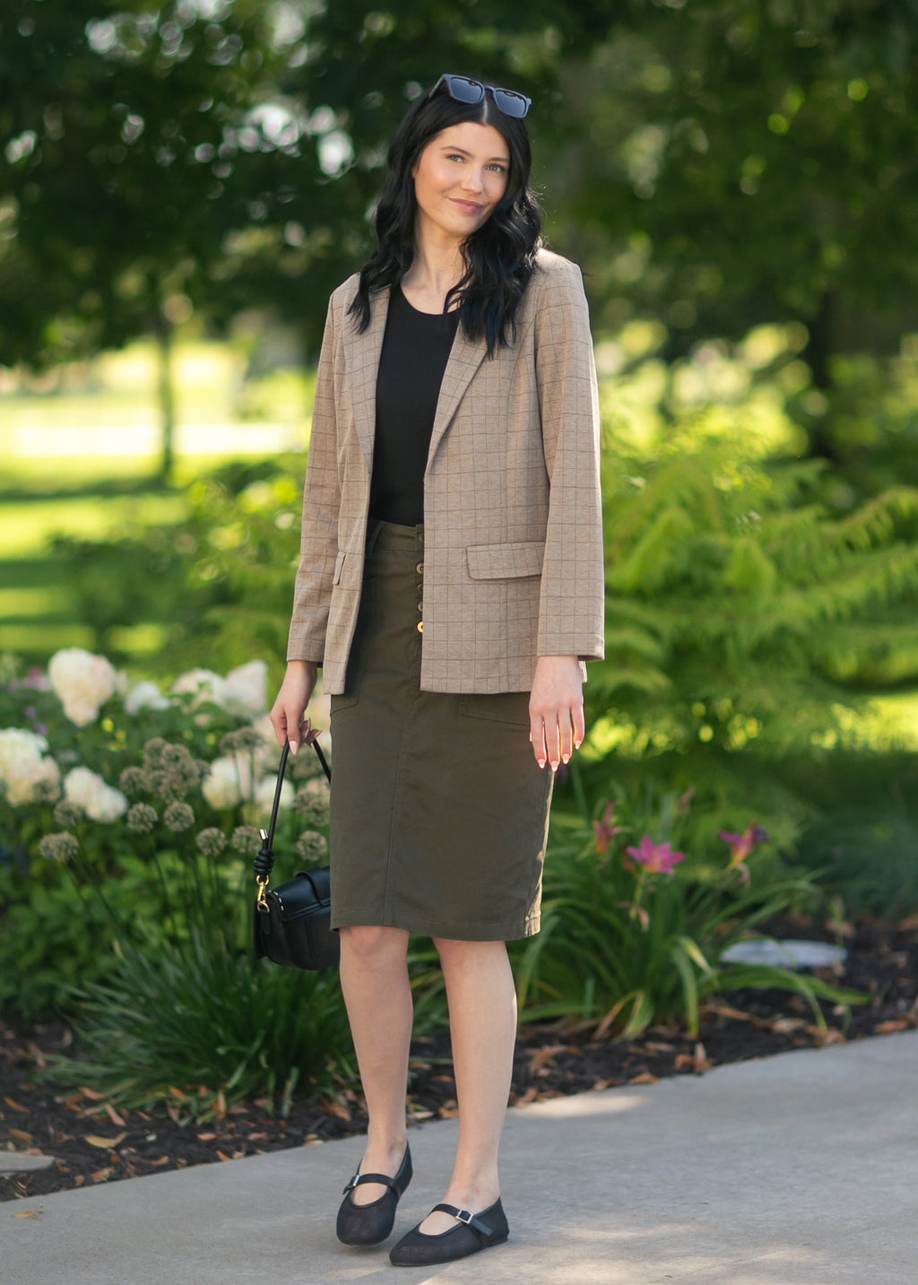Inherit Co. Kennedy Olive Midi Denim Skirt — main product shot