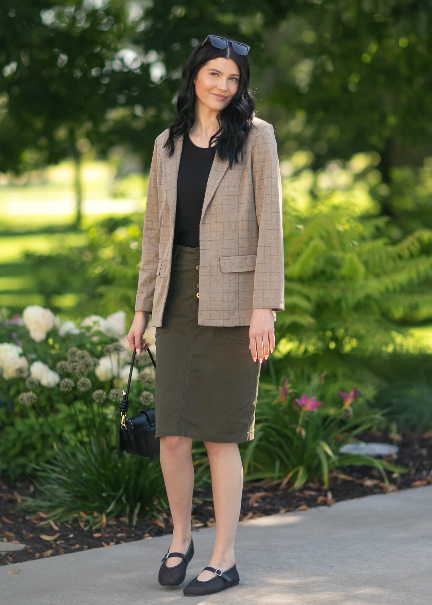 Inherit Co. Kennedy Olive Midi Denim Skirt — main product shot