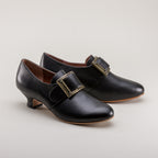 American Duchess Kensington 18th Century Leather Shoes (Black) — detail and construction