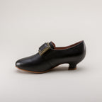 American Duchess Kensington 18th Century Leather Shoes (Black) — texture detail