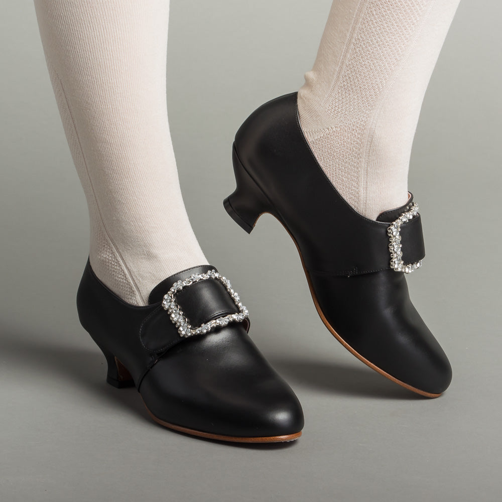 Kensington 18th Century Leather Shoes (Black) — historical footwear by American Duchess