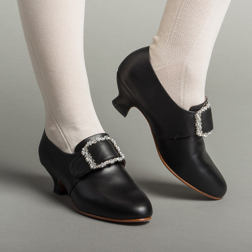 Kensington 18th Century Leather Shoes (Black) — historical footwear by American Duchess