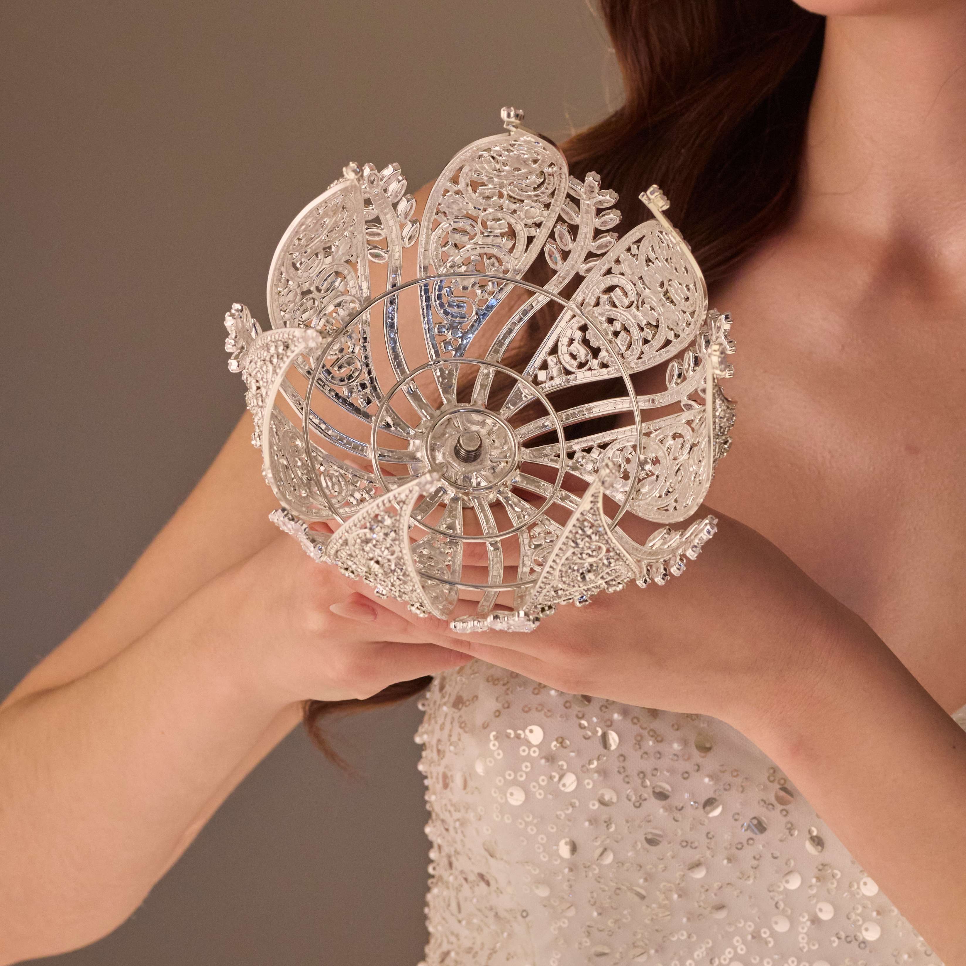 Elegant Quinceañera & Wedding Bouquet Holder – Rhinestone & Crystal Hand Bouquet – Bridal Port, view 3