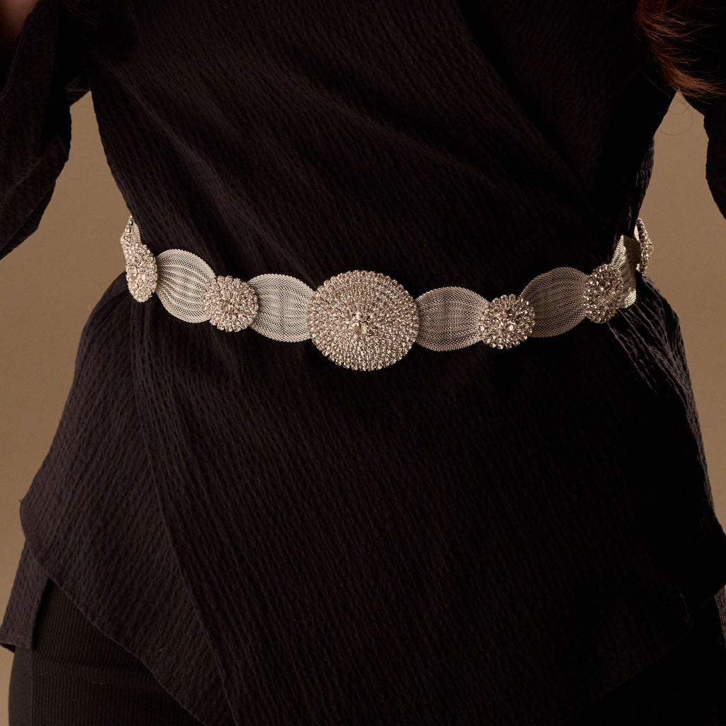 Elegant Silver Belt - Wedding Belt, Bridal Sash Belt, Jeweled Belt – Bridal Port