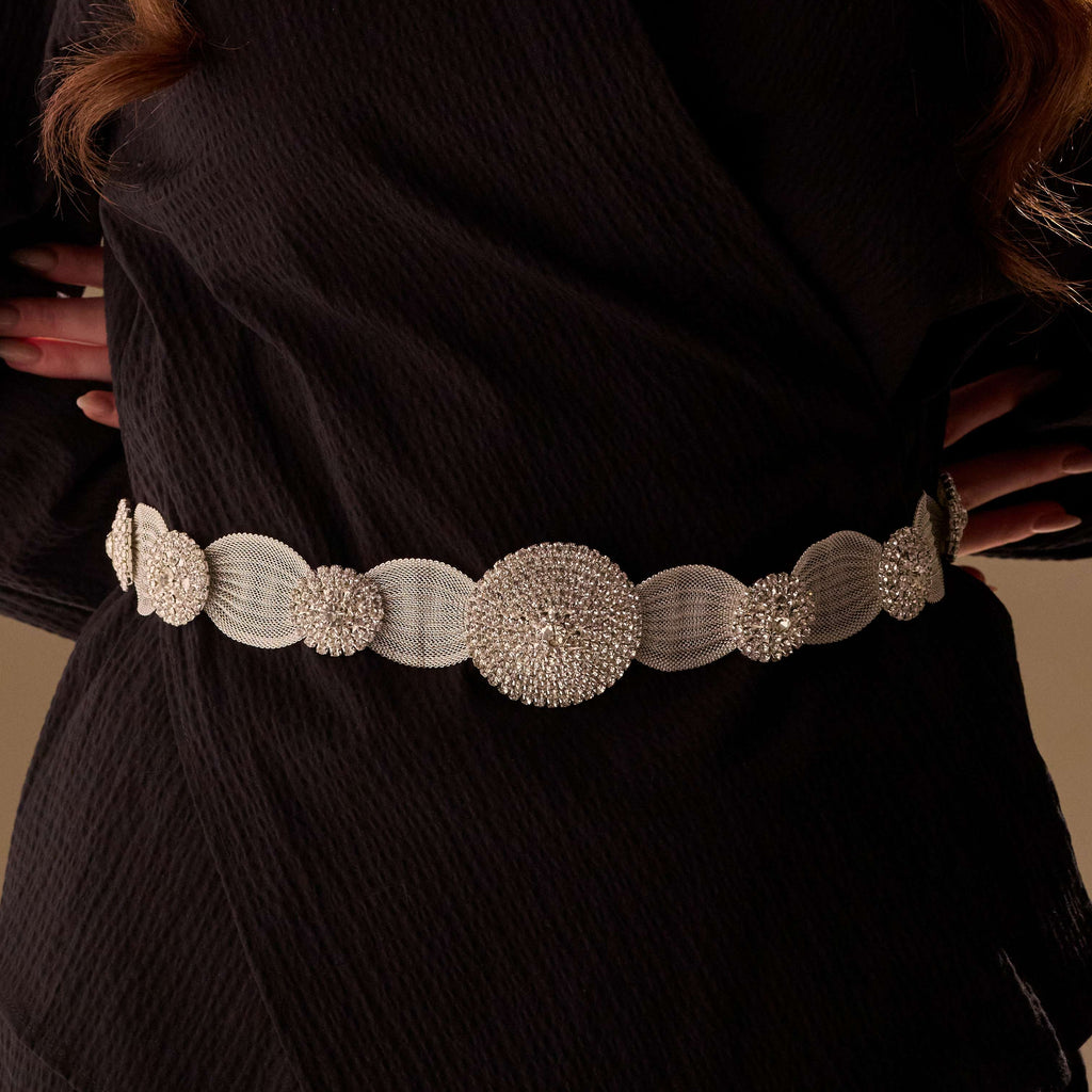 Elegant Silver Belt - Wedding Belt, Bridal Sash Belt, Jeweled Belt – Bridal Port, view 4