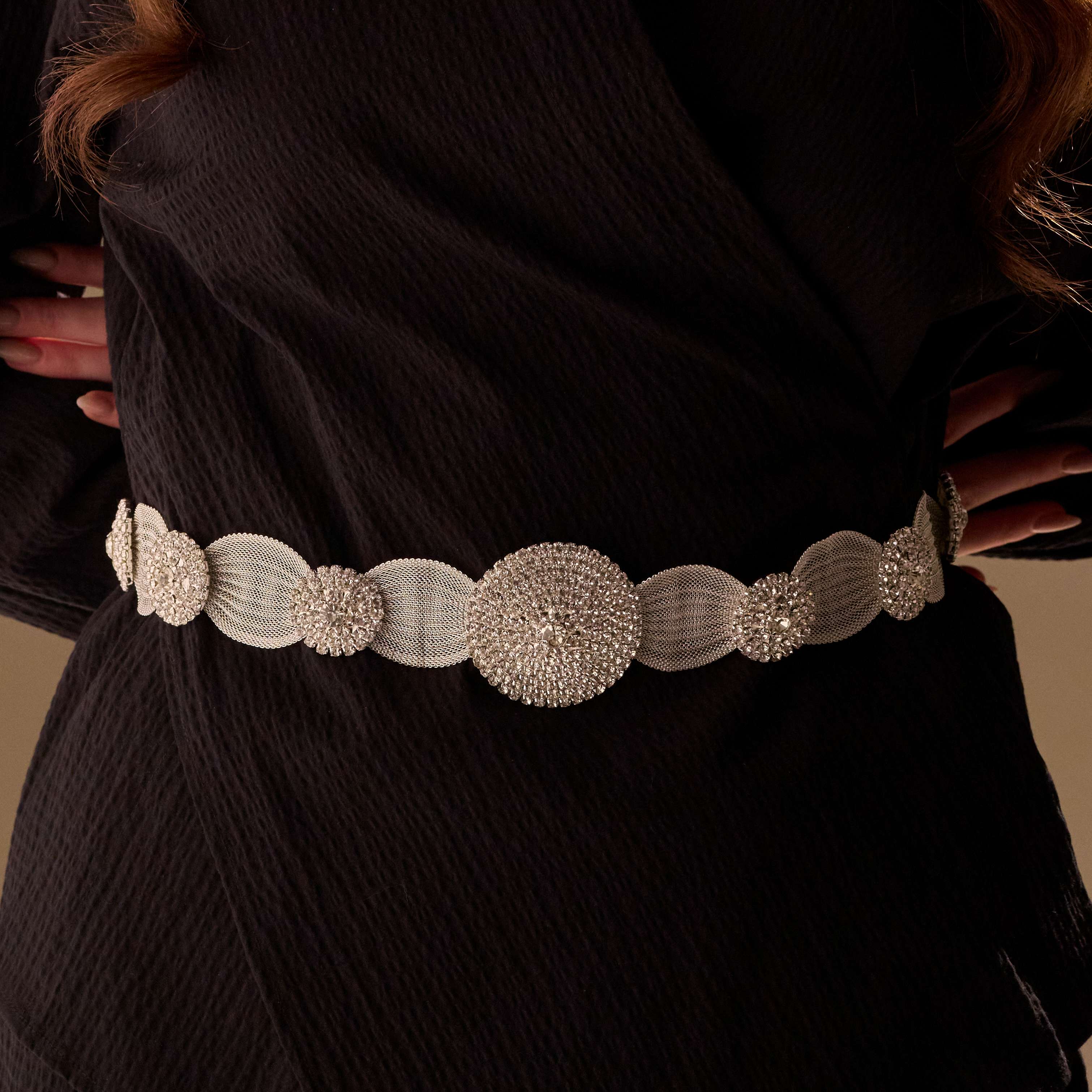 Elegant Silver Belt - Wedding Belt, Bridal Sash Belt, Jeweled Belt – Bridal Port, view 4