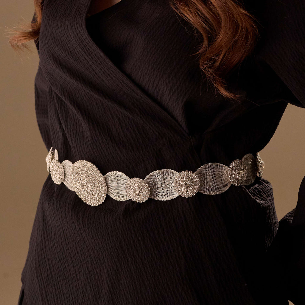 Elegant Silver Belt - Wedding Belt, Bridal Sash Belt, Jeweled Belt – Bridal Port, view 6