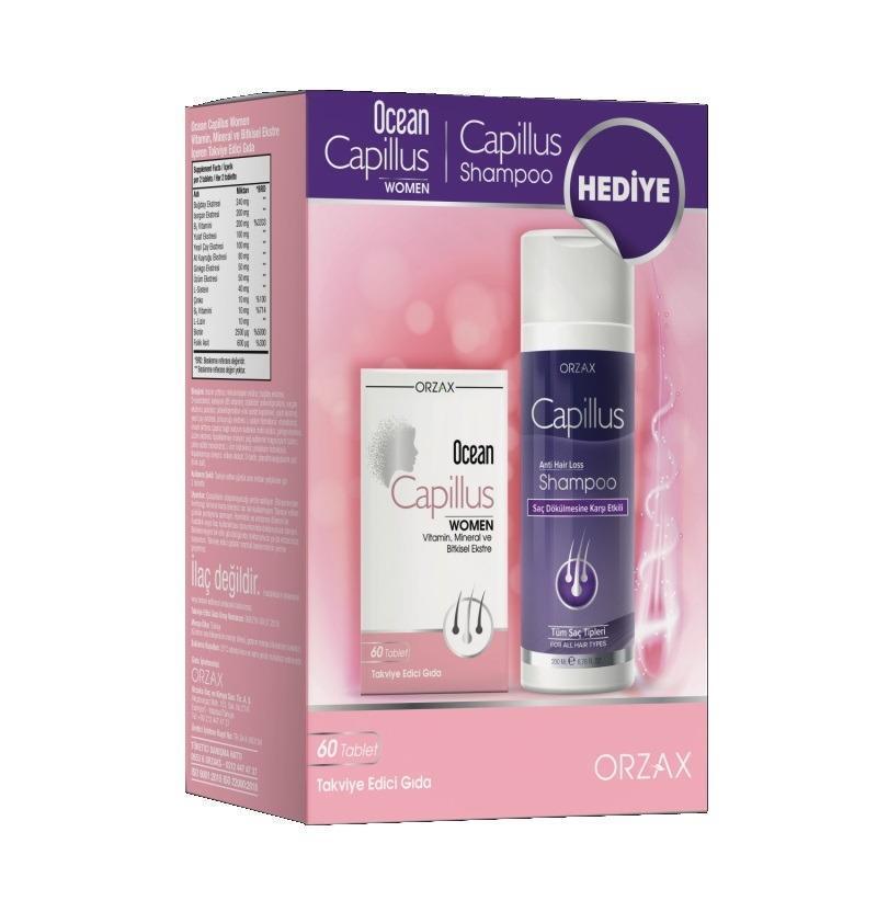 Ocean Capillus Woman 60 Tablet Hair Care Set with Shampoo Gift - Women's Hair Care Tablets