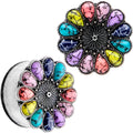 BodyCandy Southwestern Pinwheel Flower Double Flare Plug Set Set 2G to 22mm — color detail