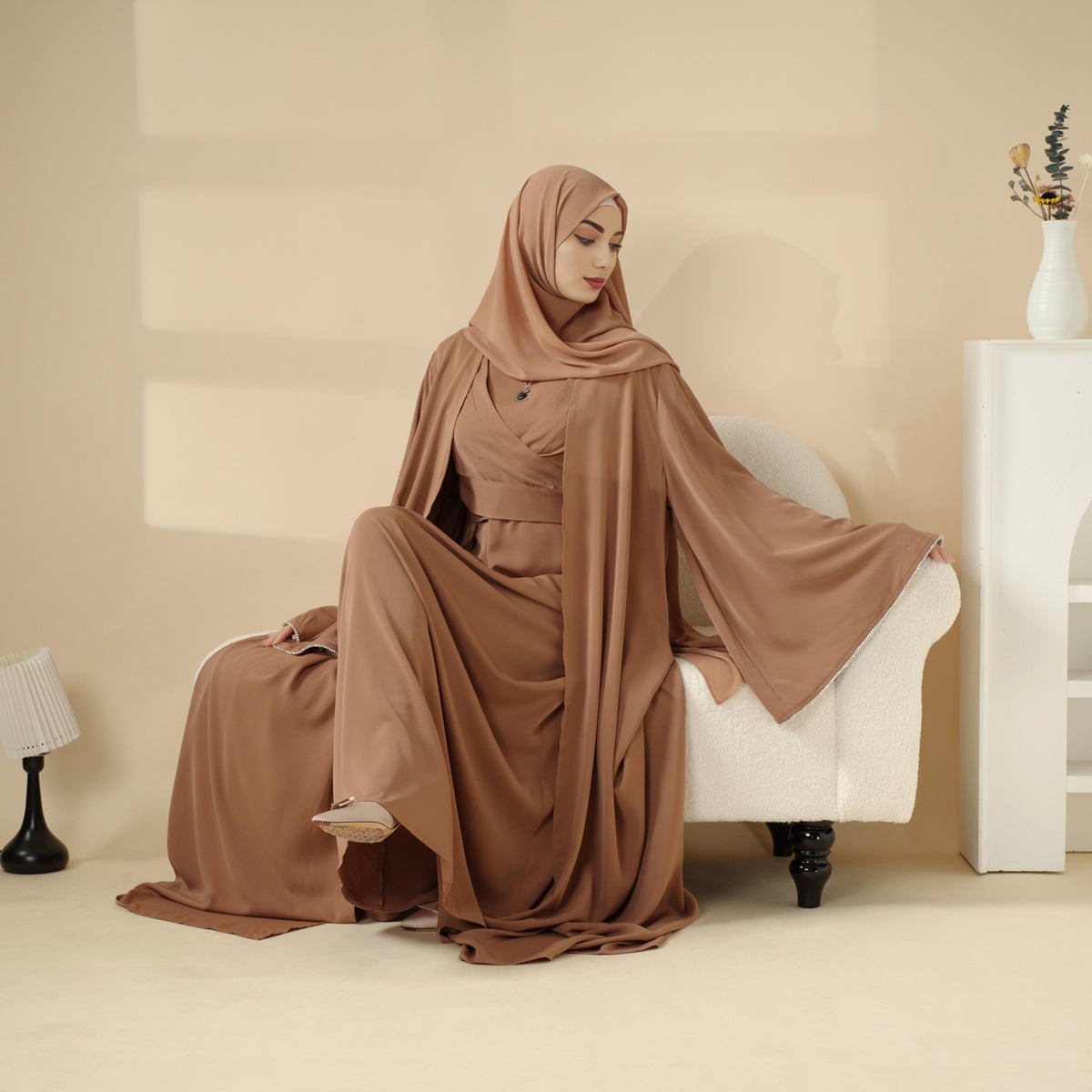 Mariam's Collection Open Kimono Abaya Set, Kimono Style Abaya 3-Piece Set (MOA094) — product category context